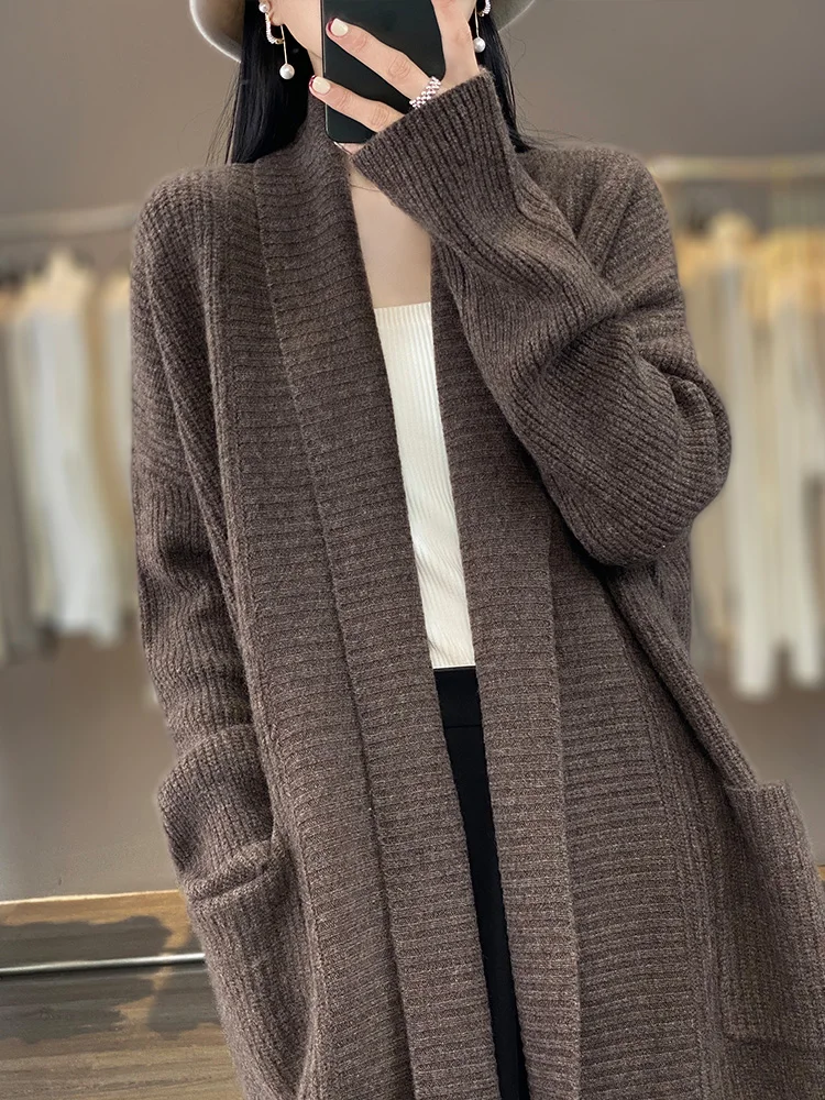 

2024 Spring and Autumn New Women's Round Neck Fine Imitation Woolen Sweater Love Knitted Single breasted Sweater Loose Coat