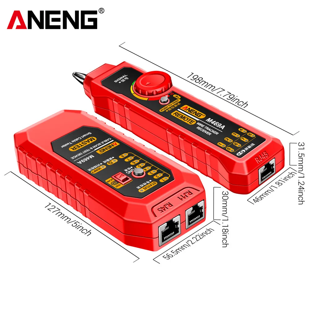 ANENG M469A Measure Cables Tool RJ45 RJ11 Test Networking Tool Multi Telephone Line Detector with Flashlight Network Repair Tool