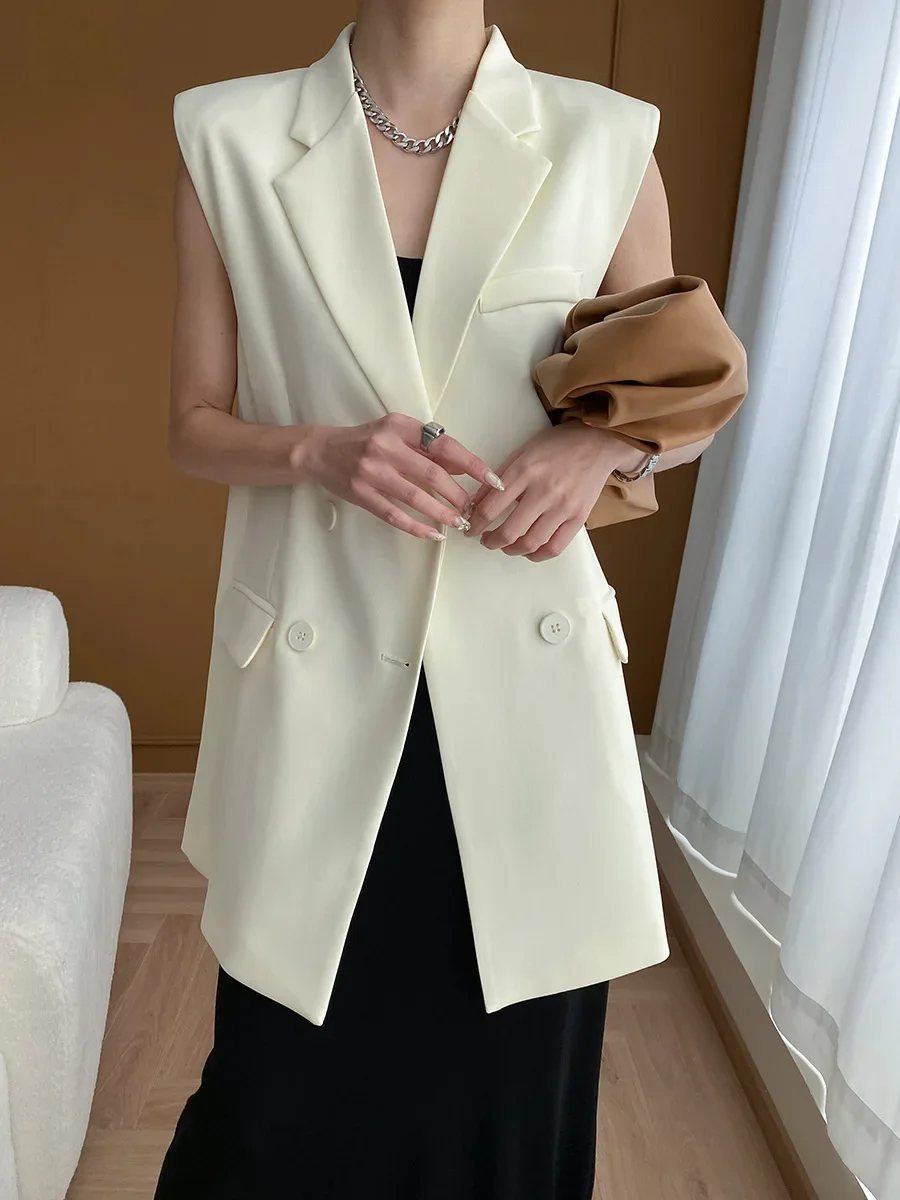 2024 Spring/Summer New in Women\'s Mid Length Sleeveless Jacket Bow Back Suit Outerwear Waistcoat Outerwear Vest SN5294