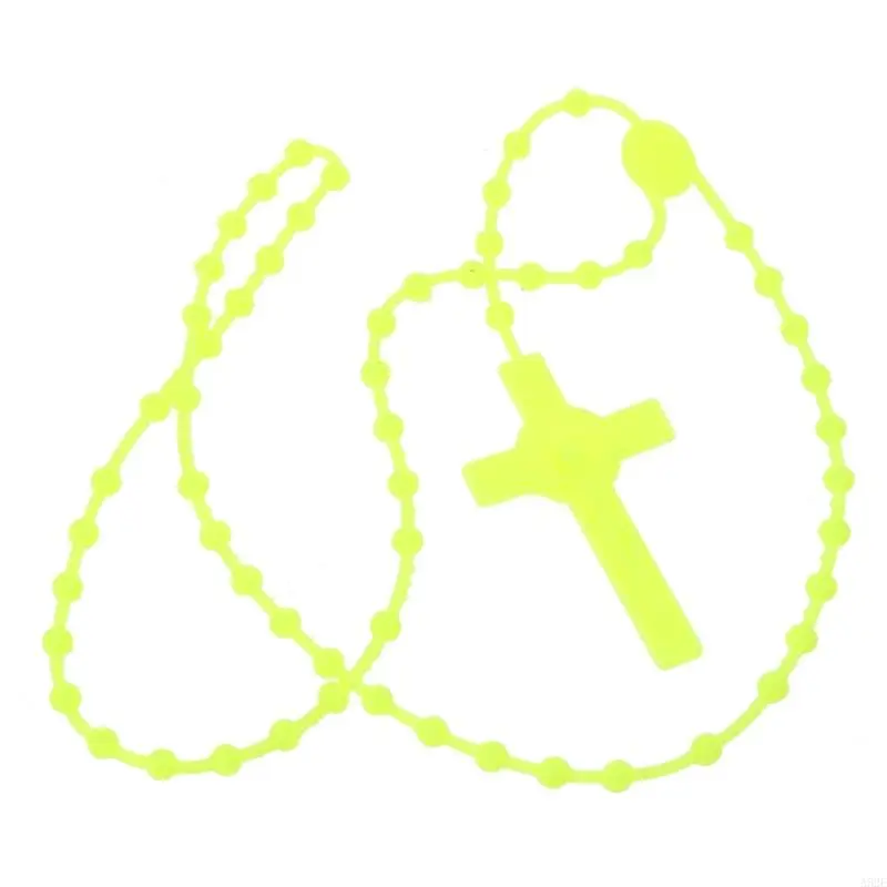 652F Rosary Beads Luminous Noctilucent Necklaces Glowing Rosary Necklaces Catholicism Religious Jewelry Party Gift for Prayer - Image 4