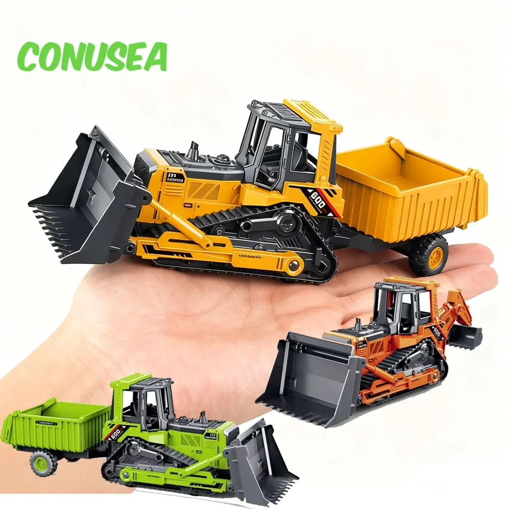 Excavadora, carretilla elevadora, camión de ingeniería, Tractor, modelo de coche, Bulldozer de doble cabezal de plástico fundido a presión, coche de juguete, vehículo inercial, juguete para niño
