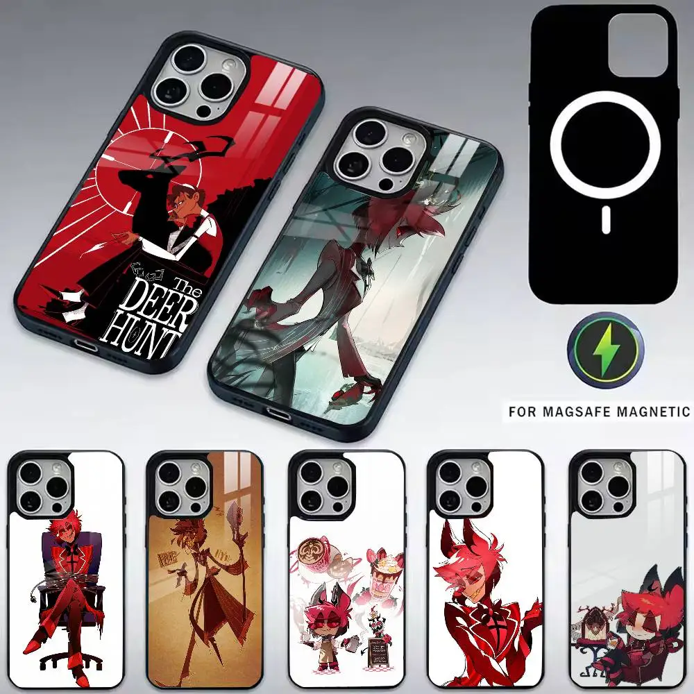 

H-Hazbin H-Hote A-Alastor Phone Case For iPhone17,16,15,14,13,12,11 Plus,Pro Magnetic For Magsafe Wireless Charging