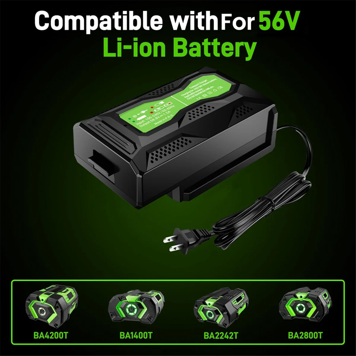 2025+ Portable Mini Battery Charger for EGO 56V Battery CH3200 CH5500 CH2800D CH2100 Replace for EGO 56 Volt Charger US PLUG