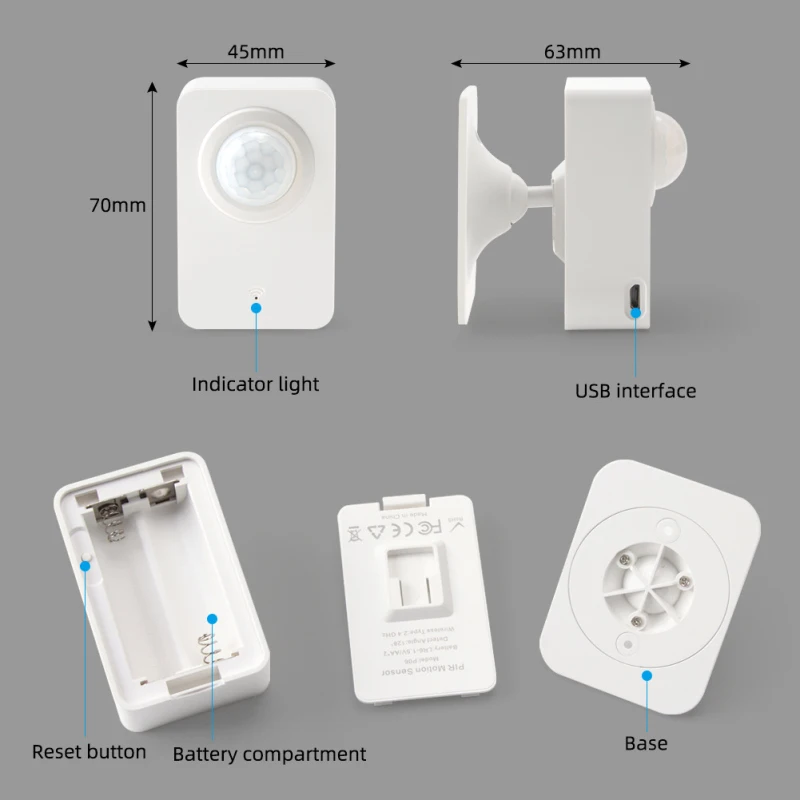 Sensor tubuh nyaman, deteksi gerakan mudah dipasang tidak perlu listrik kompatibel dengan perangkat pintar Wifi inframerah