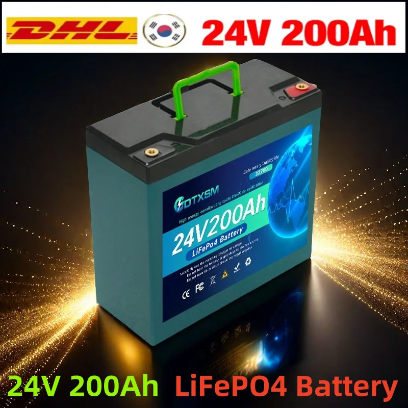 

New 32700 24V 200Ah LiFePO4 Battery Built-inBMS RV Rechargeable Lithium Iron Phosphate Solar Power System RV House Trolling Mo