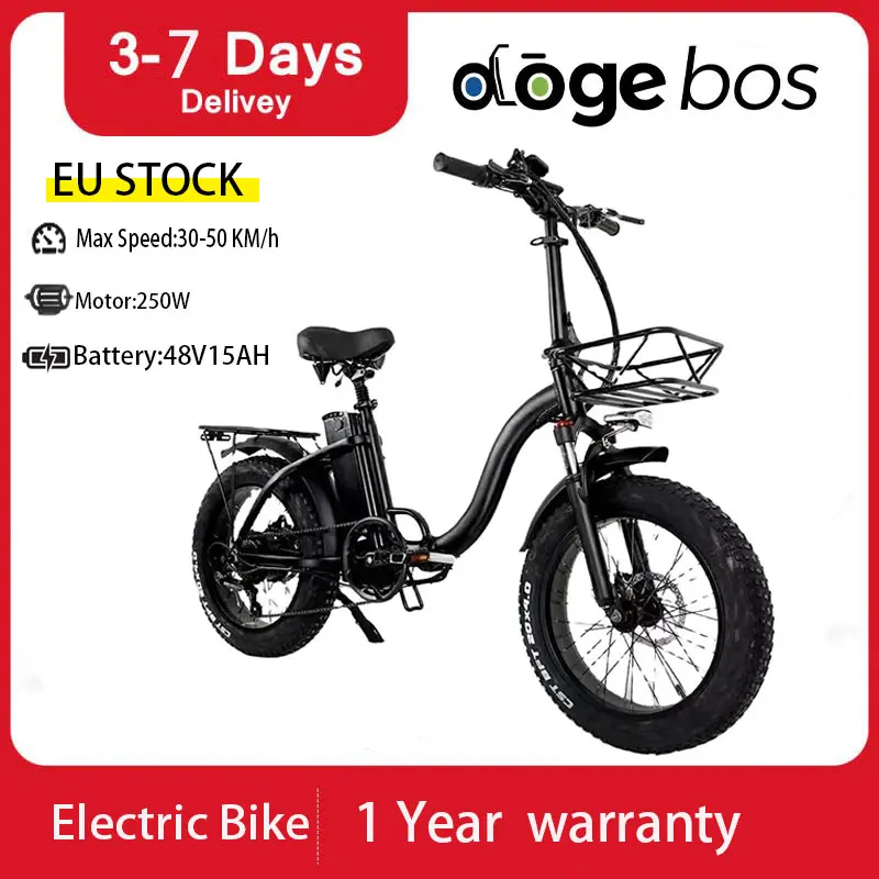 Dogebos S600L E-bike 750W 48V 15AH Bici elettrica Bicicletta per adulti Montagna da neve 20 pollici Pieghevole Fat Tire Ebike per uomo Donna