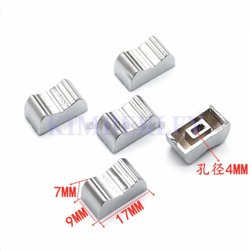 10PCS 17x9x7mm Silver Plastic Plating Slide Potentiometer Mixer Fader Knob Cap Volume Control Push Key Cap 4mm Hole