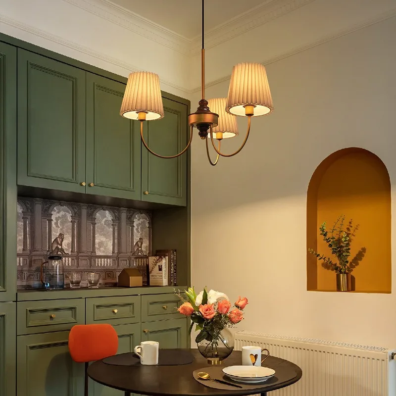 Bedroom lamp, chandelier, master bedroom lamp, advanced French cream style, American retro study, living room lamp, dining