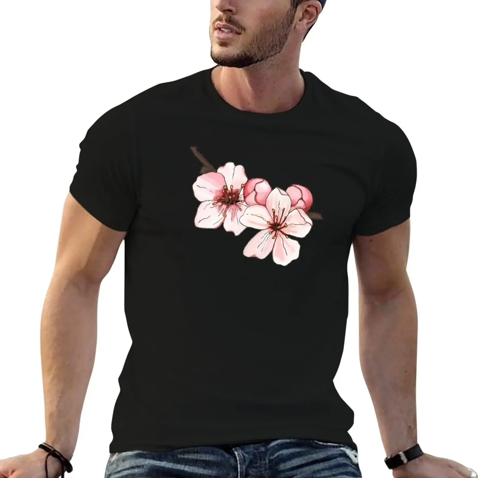 

Cherry Blossoms On Branch T-Shirt custom shirt rapper graphic tees blacks customs mens graphic t-shirts big and tall