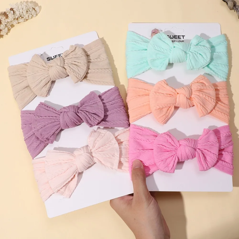 3Pcs/Lot Cable Knit Baby Headbands For Children Elastic Baby Girl Turban Kids Hair Bands Newborn Headwrap Baby Hair Accessories