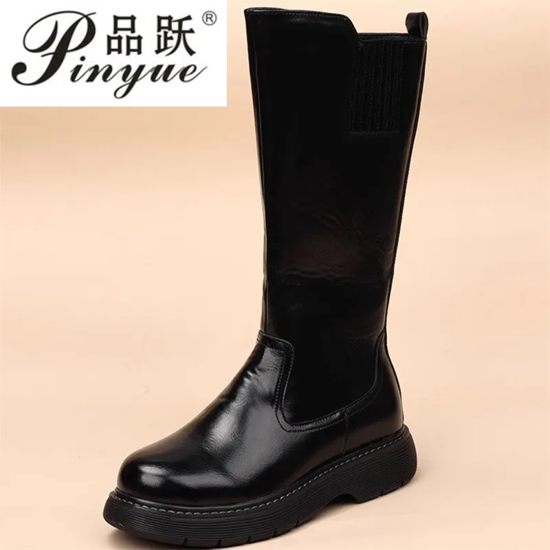 

Размер 38–43, мотоциклетные ботинки высшего качества до середины икры в стиле панк, мужская обувь, осенне-зимние длинные ботинки на плоской подошве, мужские