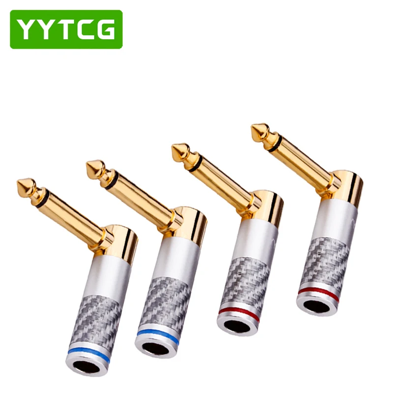 YYTCG 6.35mm Mono Plug For Mixer Microphone Guitar Speaker Connectors 90 Degree Audio Adapter 6.5 mm Connector Solder Male