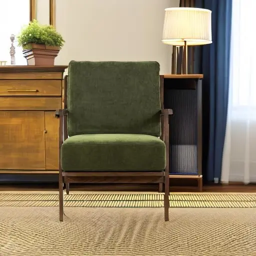 Chaise longue Verity, velours vert vieilli