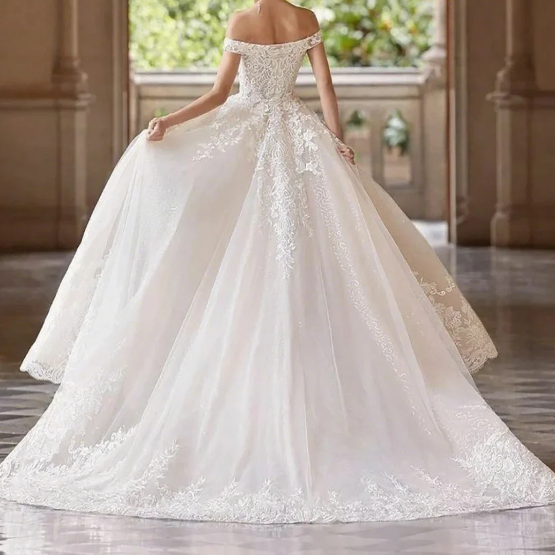 Robe de mariée de luxe, épaules dénudées, avec des Appliques en dentelle, style sirène, avec traîne détachable, plissée, robe de bal, personnalisée