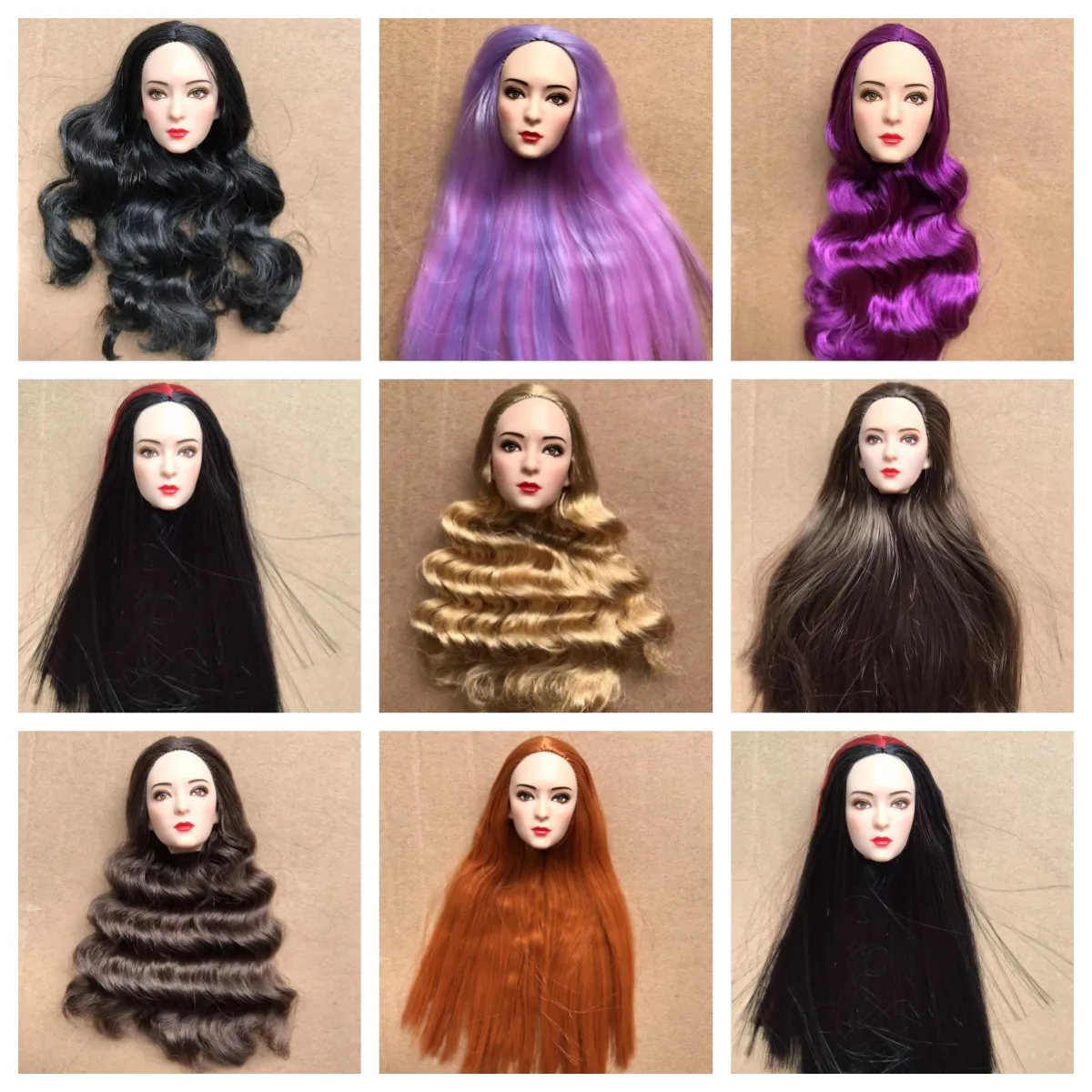 MENGF 1/6 رؤوس دمية على شكل أميرة ملونة الشعر الطويل الصينية الكلاسيكية ماكياج جيد أنثى الجندي دمية رؤساء هدايا عيد الميلاد السنة الجديدة