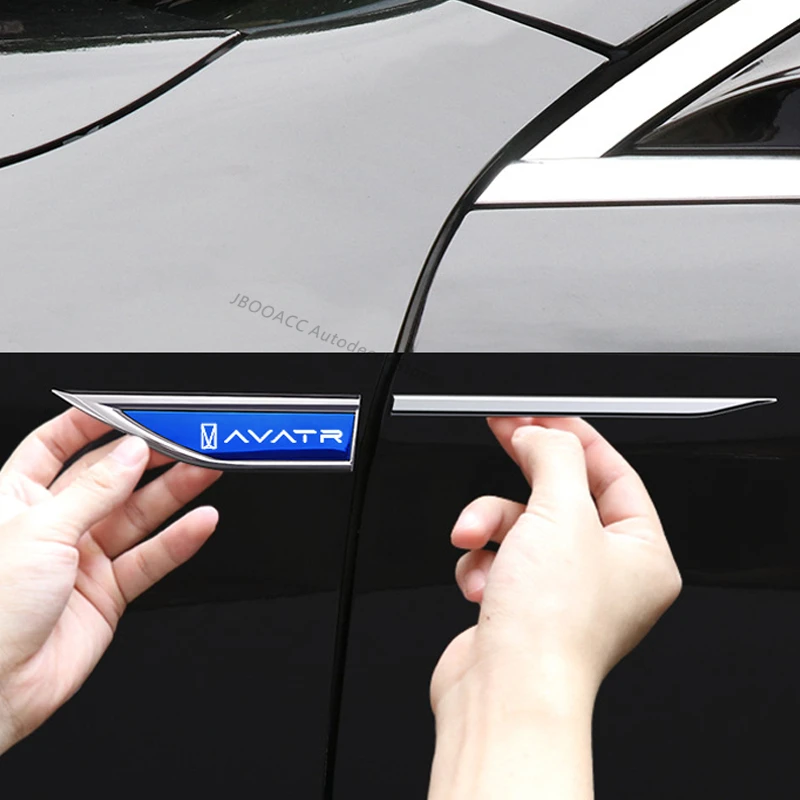 For AVATR 07 12 06 11 Zinc Alloy Car Door Fender Side Blade Badge Emblem Logo Decal Body Decorative Sticker Exterior Accessories