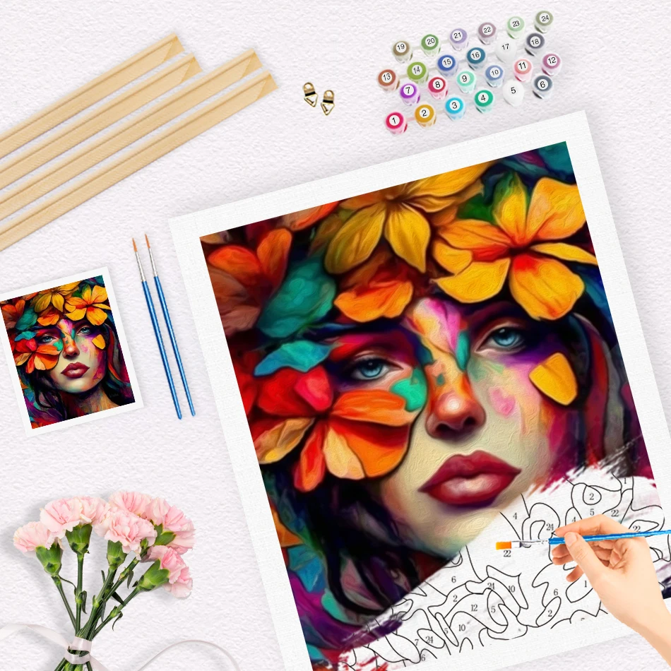 RUOPOTY-Painting By Numbers Girl Woman Handiwork Paint Kit Color Markers Watercolor Oil Art Picture Frame Crafts Home Decoration