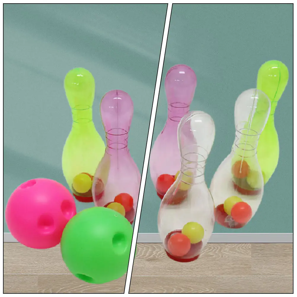 

1Set Glow-in-The-Dark Kids Bowling Set for Toddlers 2-5 Years Light Up Bowling Pins Indoor Family Game Interactive Sports