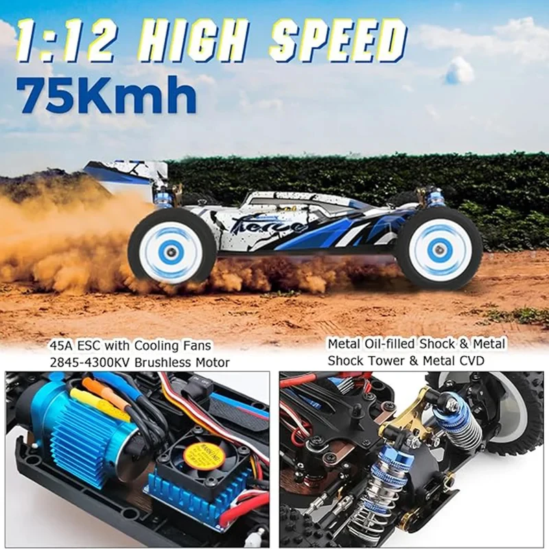 

124017 Wltoys -V8 1/12 2.4G Racing RC Cars 4WD Brushless Motor 75Km/H High Speed Remote Control Off-road Drift Toys For Aduit