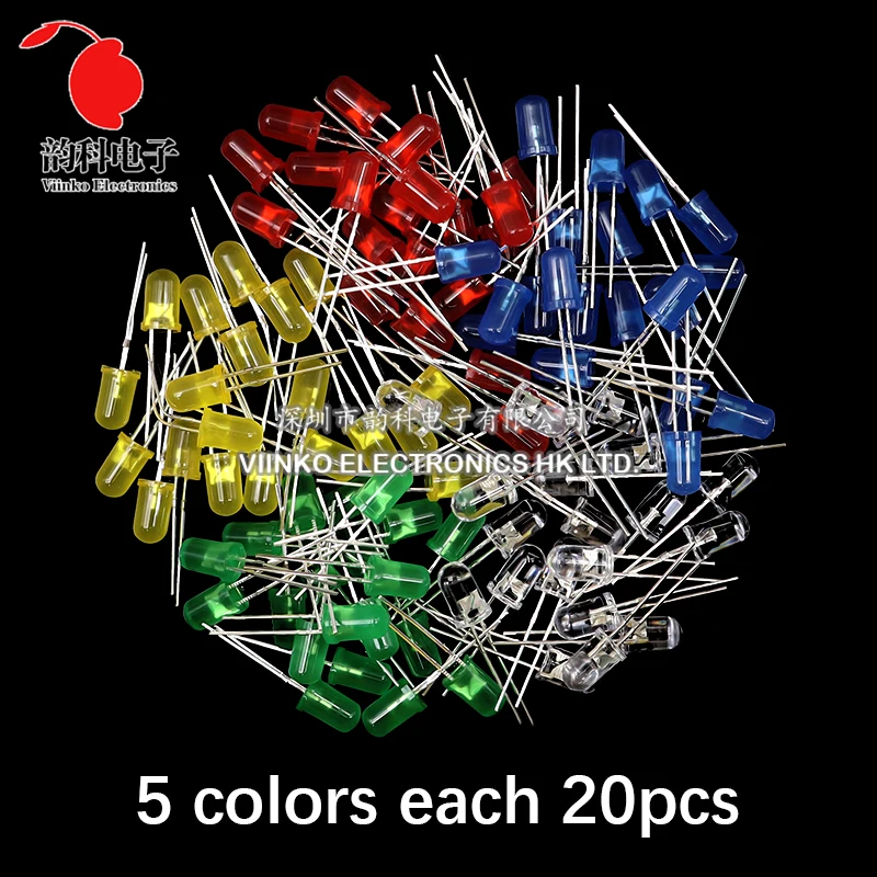 3MM 5MM diodi emettitori di luce Kit elettronico Box F3 F5 LED diodo Kit assortito bianco verde rosso blu giallo arancione