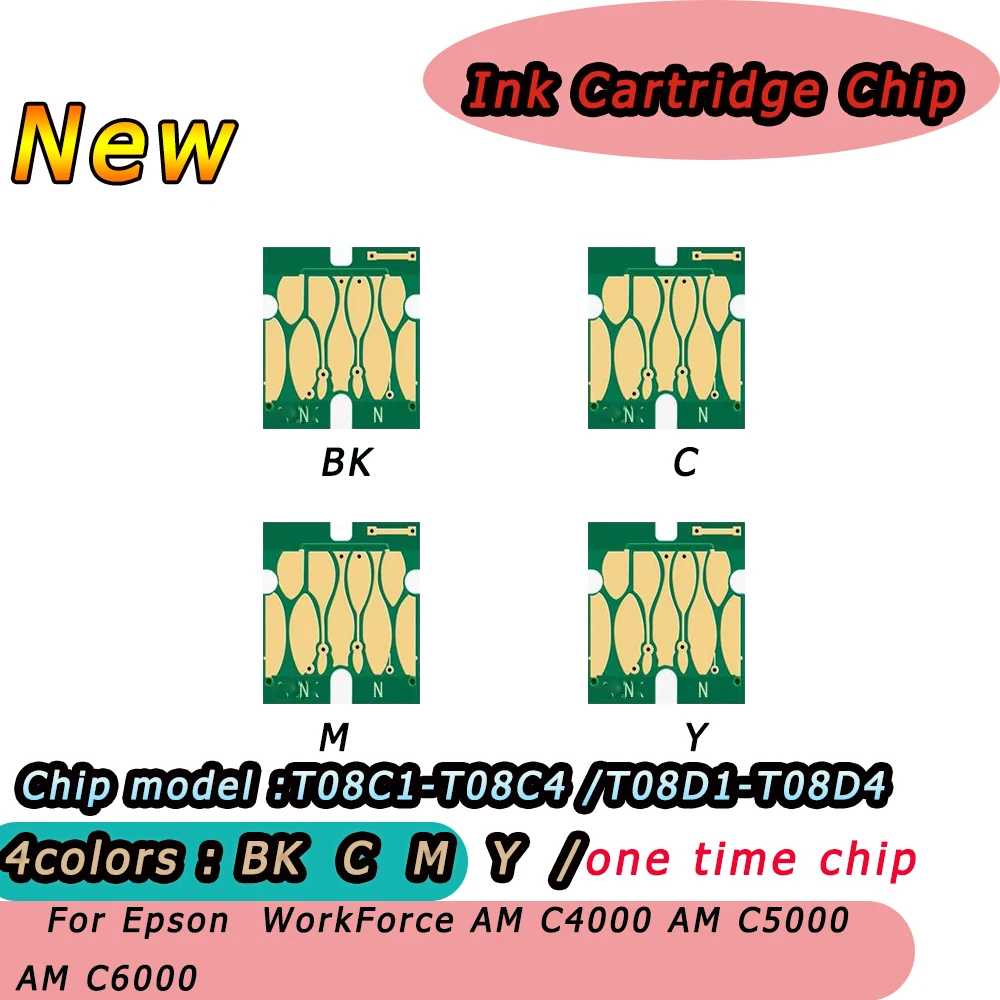 T08C T08D Ink Cartridge Chip for EPSON WorkForce AM C4000 AM C5000 AM C6000 printer Cartridge Chip T08C1-T08C4 T08D1-T08D4