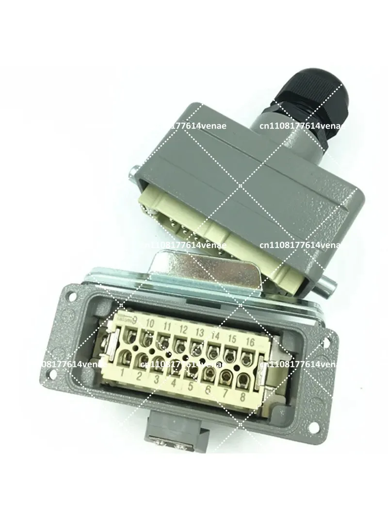 Waterproof 16-Pin Rectangular Socket Heavy Duty Connector HDC HE 016 1DB Single Buckle Hot Runner Plug