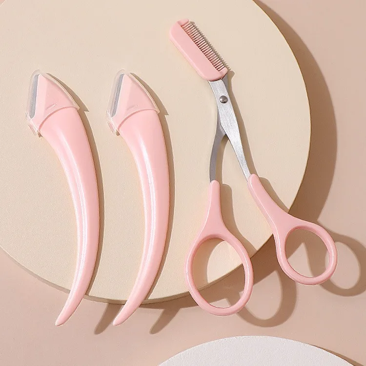 Professional Eyebrow Trimming Knife Eyebrow Face Razor for Women Eyebrow Scissors with Comb Brow Trimmer Scraper Accessories