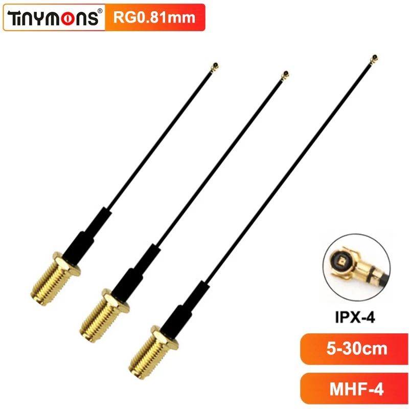 0.81mm SMA Female Bulkhead to UFL U.FL IPX4 MHF4 RF Coaxial Cable RP-SMA Adapter Assembly Pigtail Jumper for WiFi Bluetooth PCI