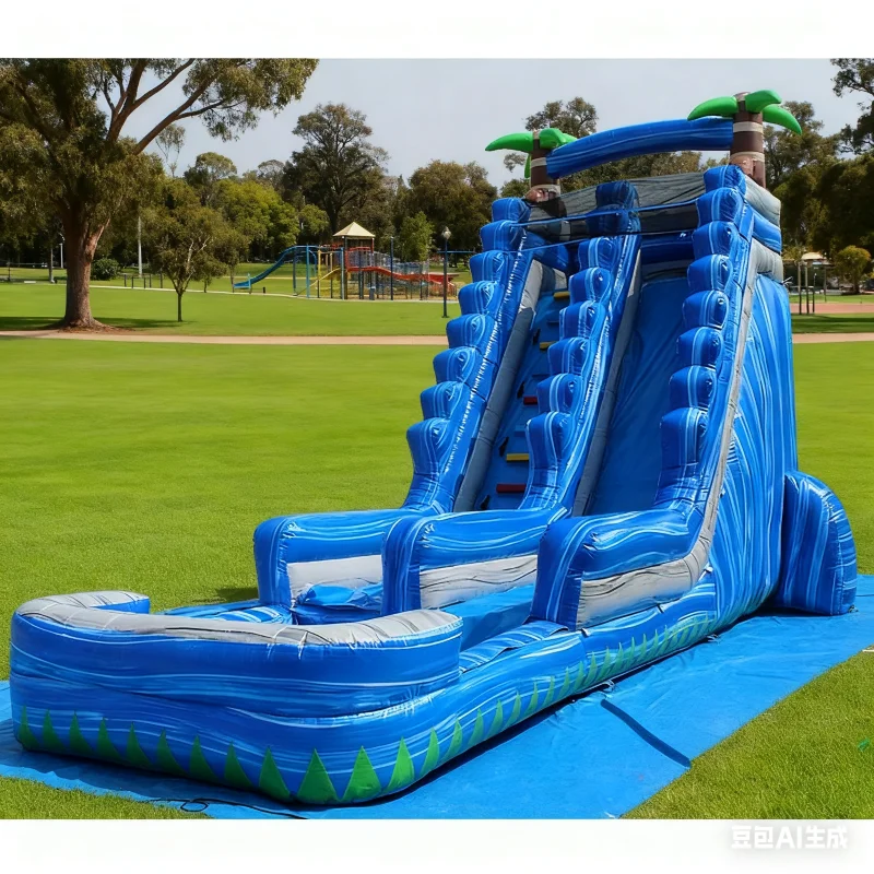 Commercial Slide With Pool Giant bouncy Games Kids Birthday Gift Double Inflatable Water Slide with Blower