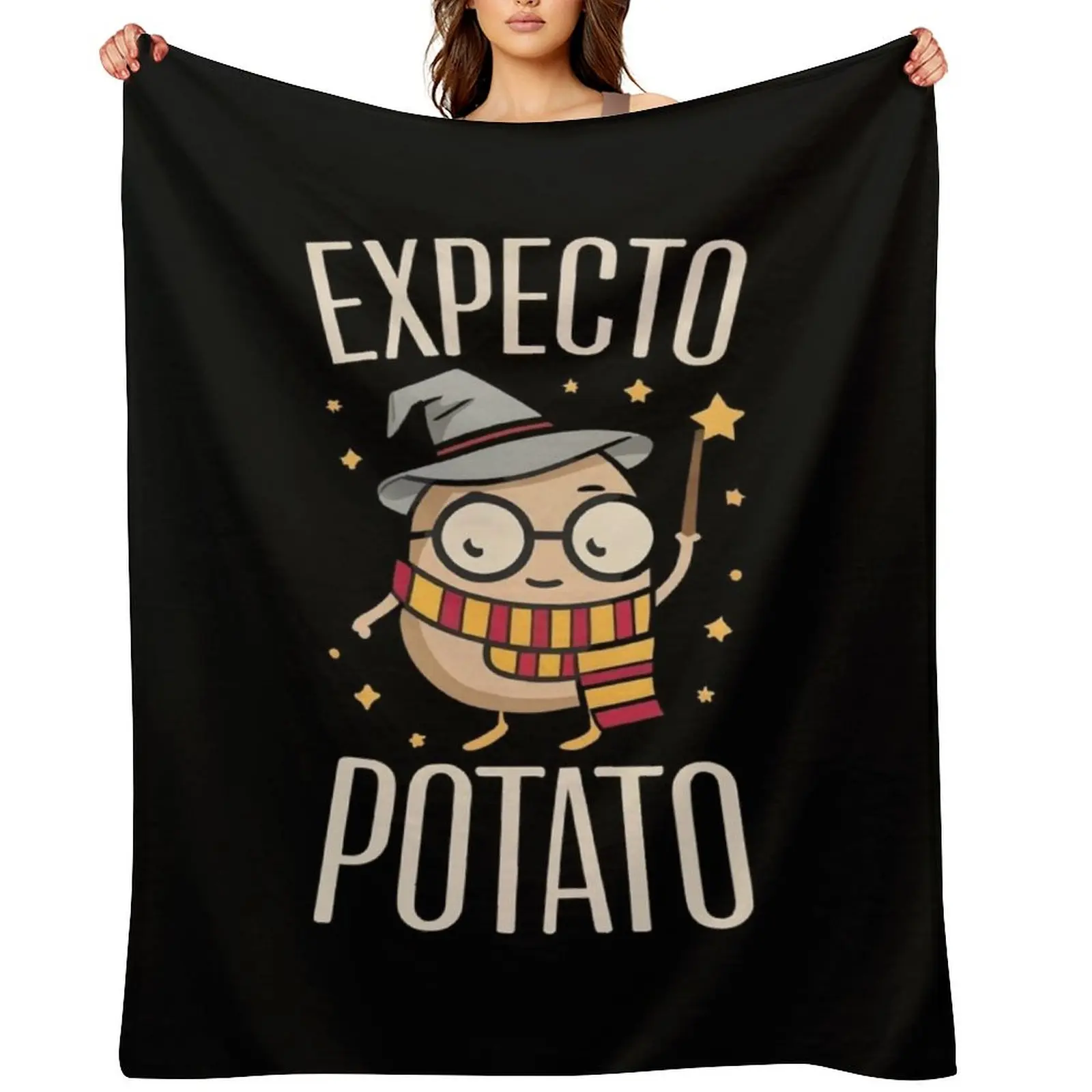 Expecto Potato - Wizard Funny Throw Blanket warm for winter Beautifuls cosplay anime Thermal Blankets