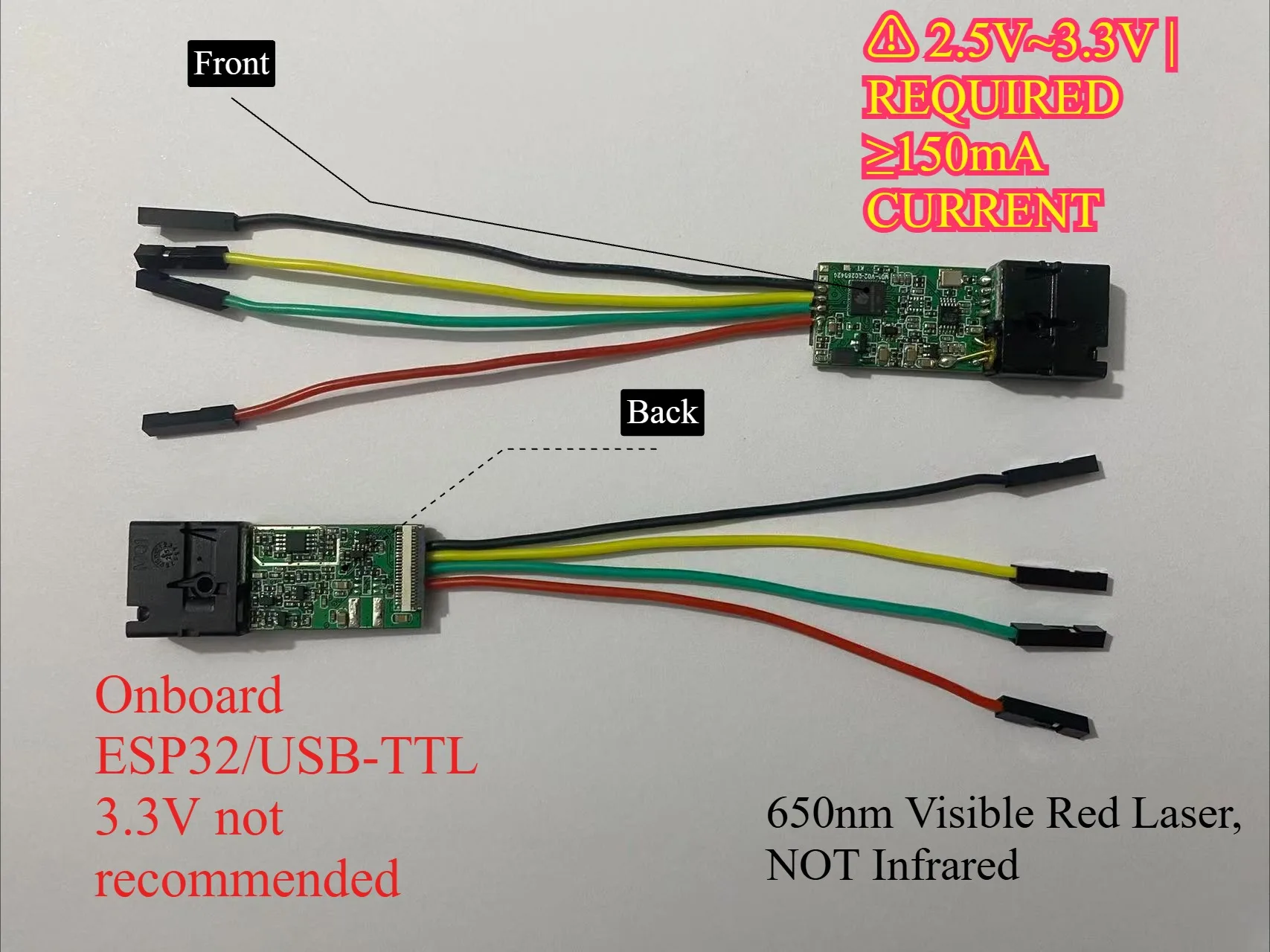 NEW Upgraded versionM01 50m Laser Distance Sensor Module 650nm Visible Red Light Laser Rangefinder UART Serial For ESP32 Arduino