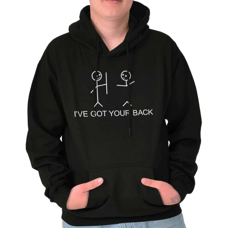 

2025 Autumn and Winter Funny I've Got Your Back Stick Figures Humor Hoodie Hooded Sweatshirt Men Women