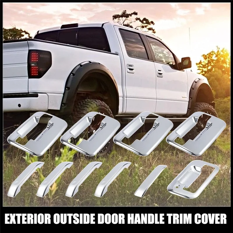 

Прочно автомобильная внешняя дверная ручка и чехлы на заднюю дверь, декор, серебристый АБС-пластик для Ford F150 4DR 2004-2014