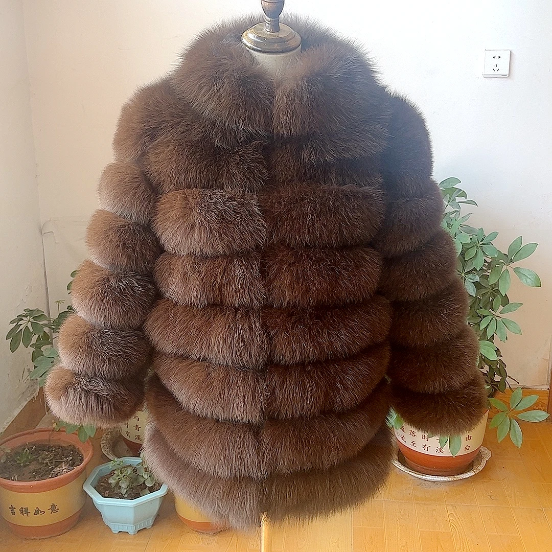 100% New Fast Shipping New Fashion Women Fashion Real Natural Fox Fur Long Coat  true fur coat and stylish natural fox fur jacke