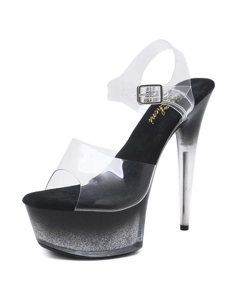 Elegant 15CM Evening Dress Strip Pole Dance Shoes For Women Exotic The Transparent Upper 6 Inch Platform Heels Crystal Sandals