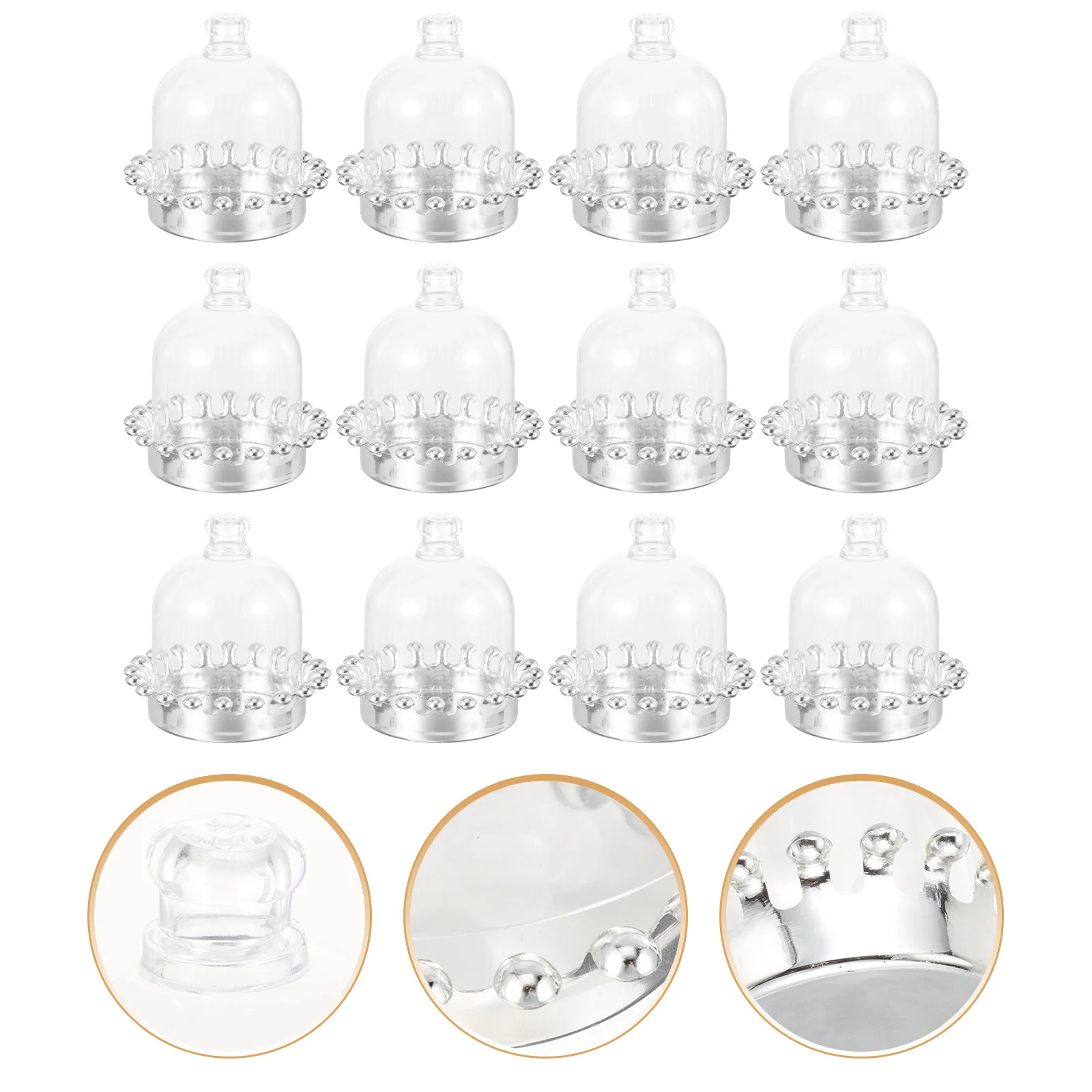 

12Pcs Mini Cake Stand with Transparent Lid Safe for Wedding Birthday Party Dessert Table Cake Stand with Dome