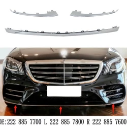Front bumper chrome decorative strip A2228857600 A2228857700 A2228857800 For Mercedes Benz S-Class W222 S450 S550 2018-2020