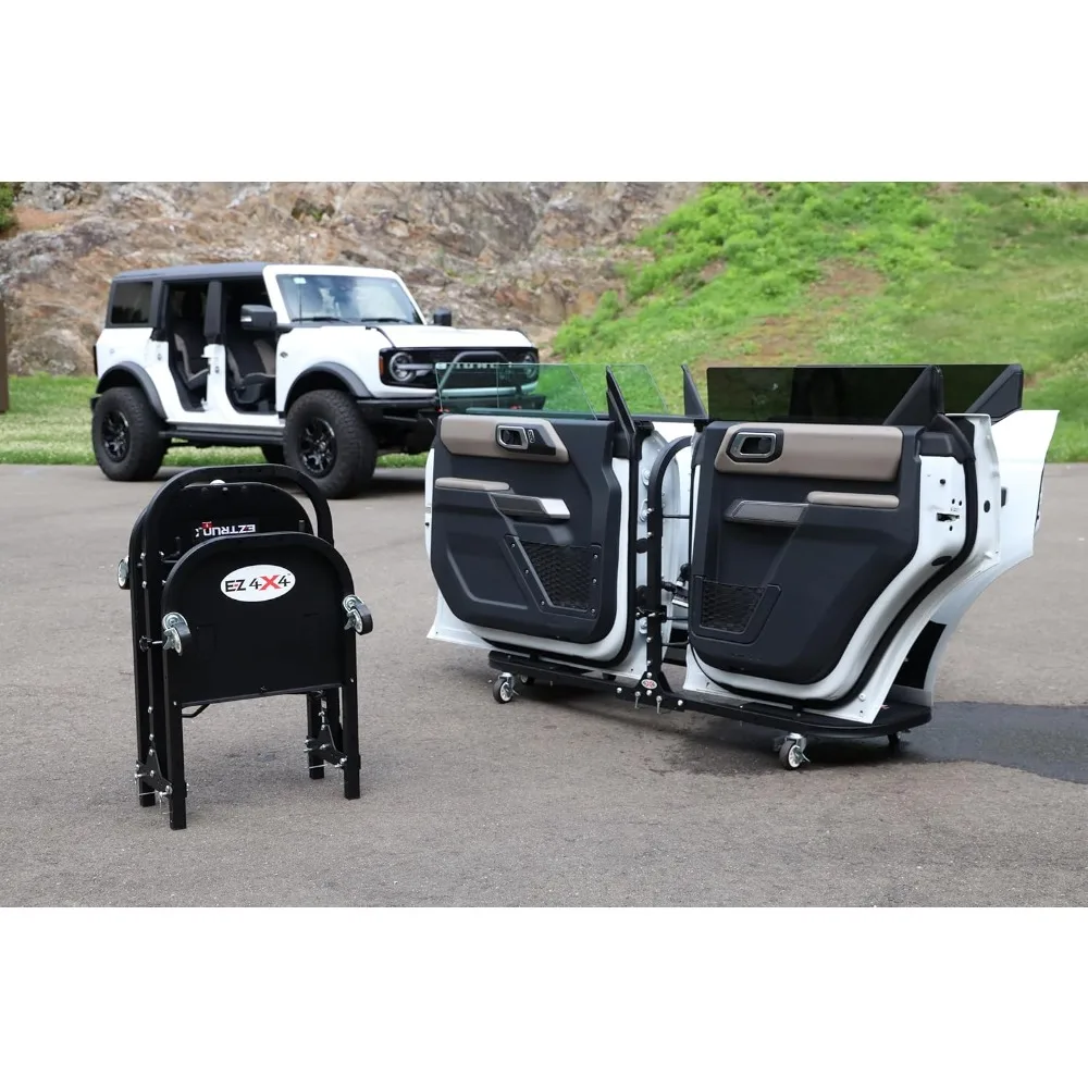 عربة باب دوارة قابلة للطي من الألومنيوم لبرونكو 4 × 4 مع حامل رف تخزين 4 أبواب - توافق حاصل على براءة اختراع #3