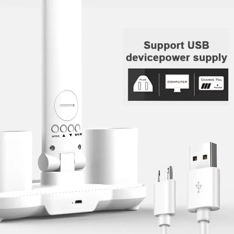 Rotativo dobrável 180 recarregável led relógio regulável lâmpada de mesa leitura luz da noite proteção para os olhos novo usb