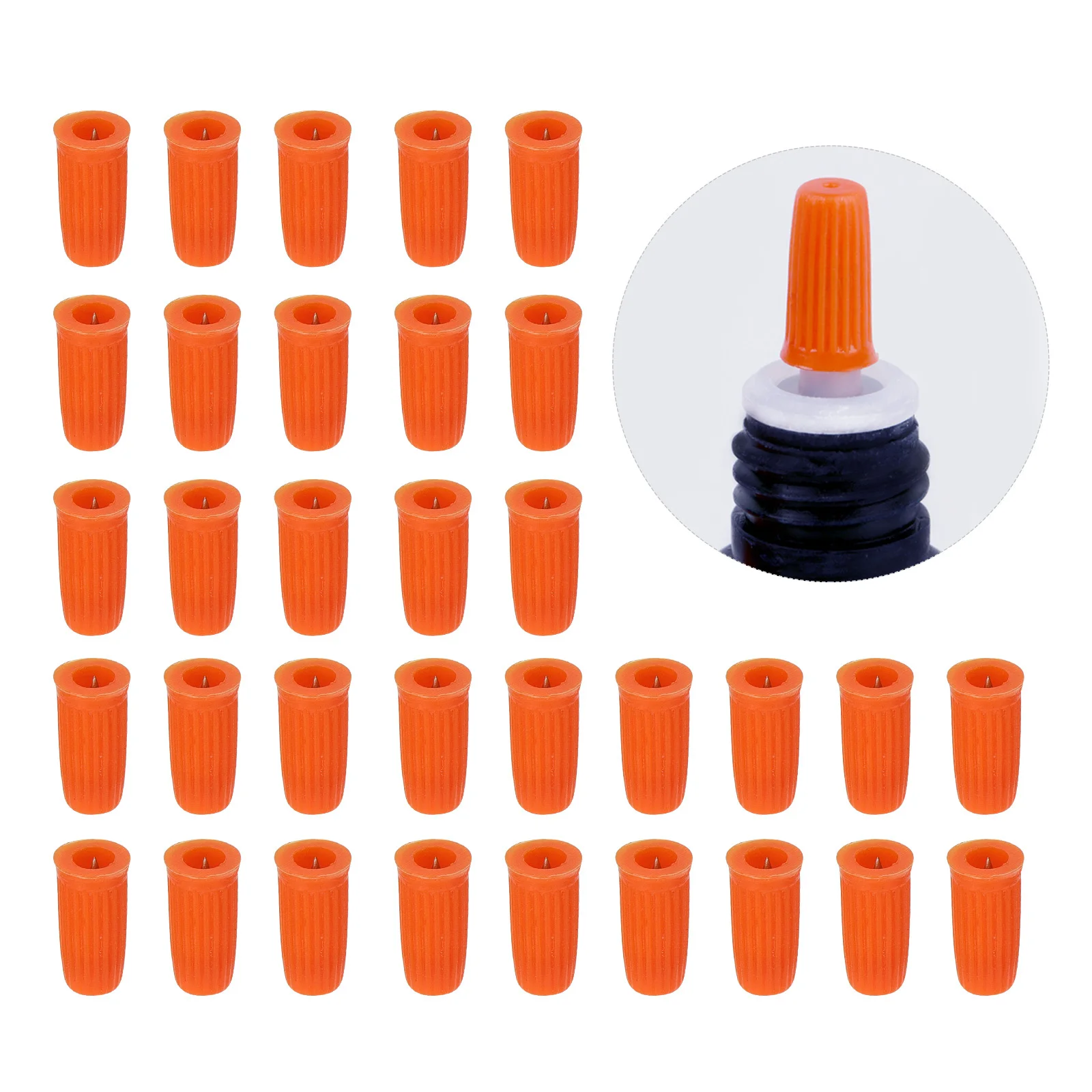 Cabeças de substituição de cola para cílios, 100 peças, tampas de bico de garrafa, agulha de piercing, plugue de garrafa de cola para uso em salão de beleza, suprimentos para salão de beleza
