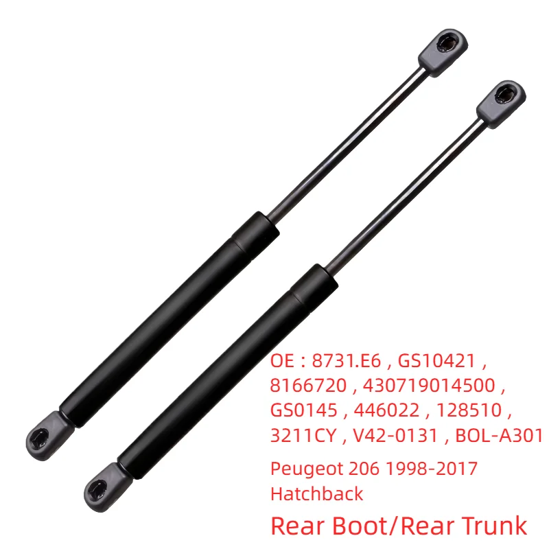 

2Pcs Rear Boot Shock Lift Support Strut Prop 8731E6 8731T6 8731V1 For Peugeot 206 1998 - 2017 Hatchback Trunk Damper Gas Springs