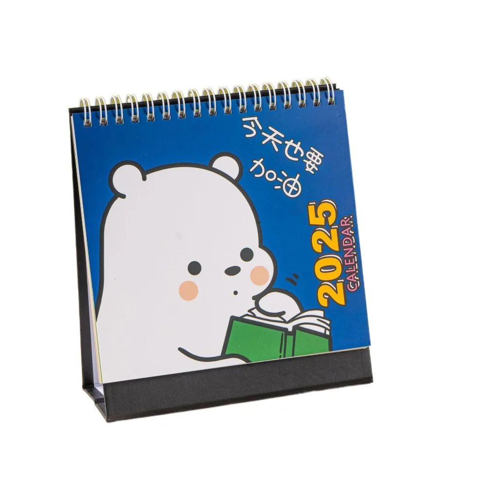 

Planning Cartoon 2025 Calendar Time Date Agenda Mini Desk Calendar Korean style To Do List Standing Flip Calendar