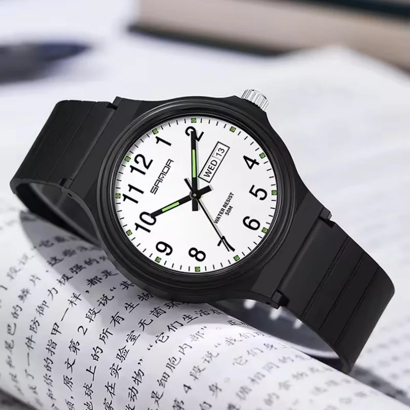 SANDA 9072 Personalized Casual Simple Waterproof Night Light Date Silicone Strap Youth Quartz Watch Men's and Women's Gifts