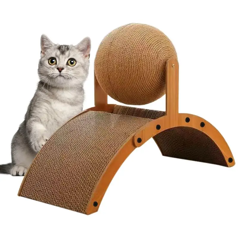 

Cat Scratcher Ball Cat Scratch Post Vertical Scratcher With Corrugated Base Interactive Kitten Toy For Multi-cat Play Rest