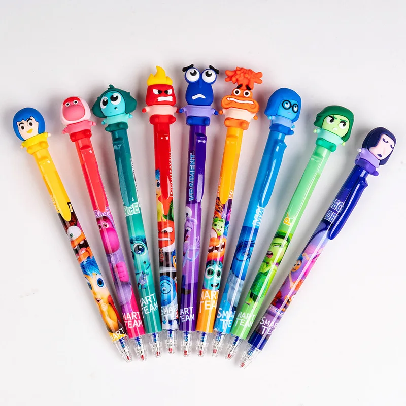 9/36pcs Anime Inside Out 2 Doll Penna Gel 0.5mm Cancellabile Blu Smart Team Sign Press Pen Studente Forniture di Cancelleria Regalo All'ingrosso