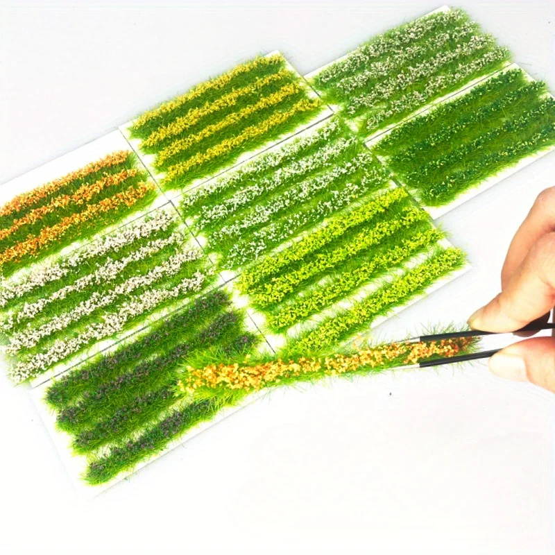 4stripes/pack Artificial Flower and Grass Cluster, Model Flower and Grass Tufts for Landscape Patios Static Grass Tufts Grass Fo