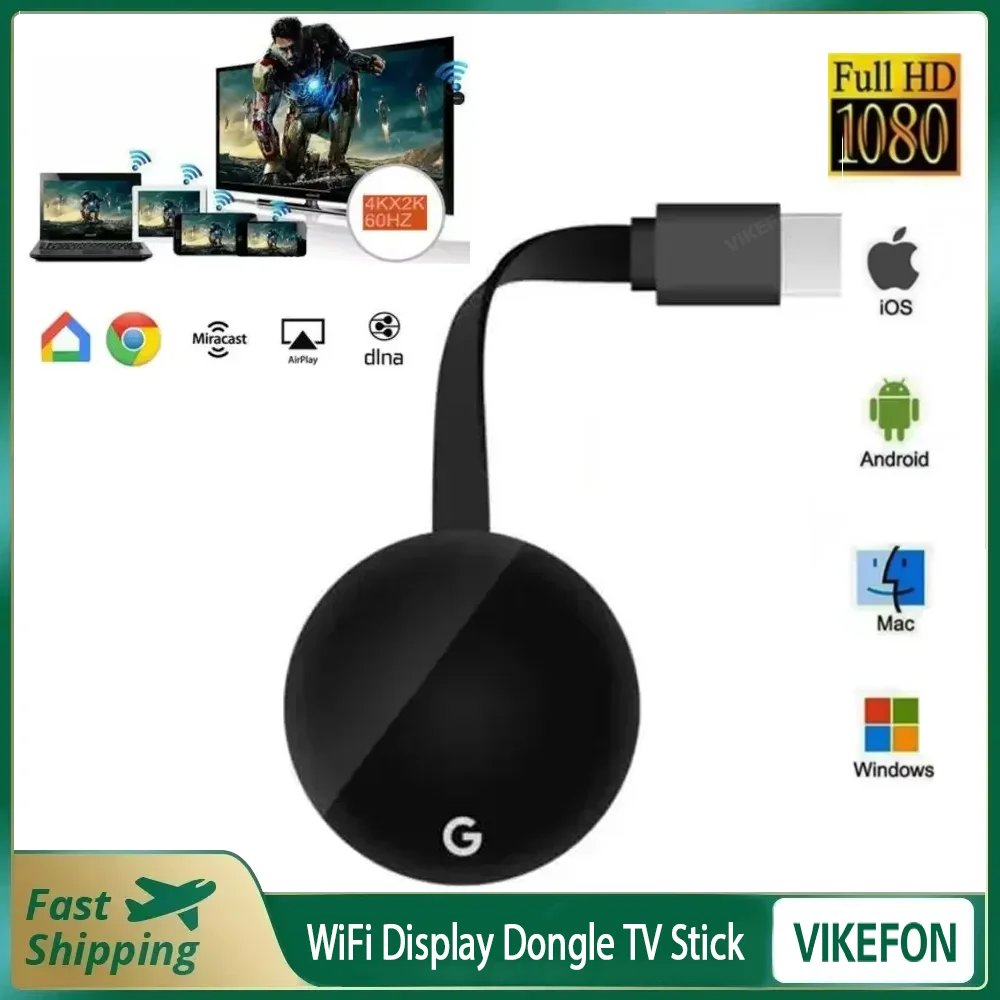 Chromecast Google Wireless WiFi mirascreen HDMI-compatible HD Display Dongle Media Streaming Video tv Smart Home For ios/Android