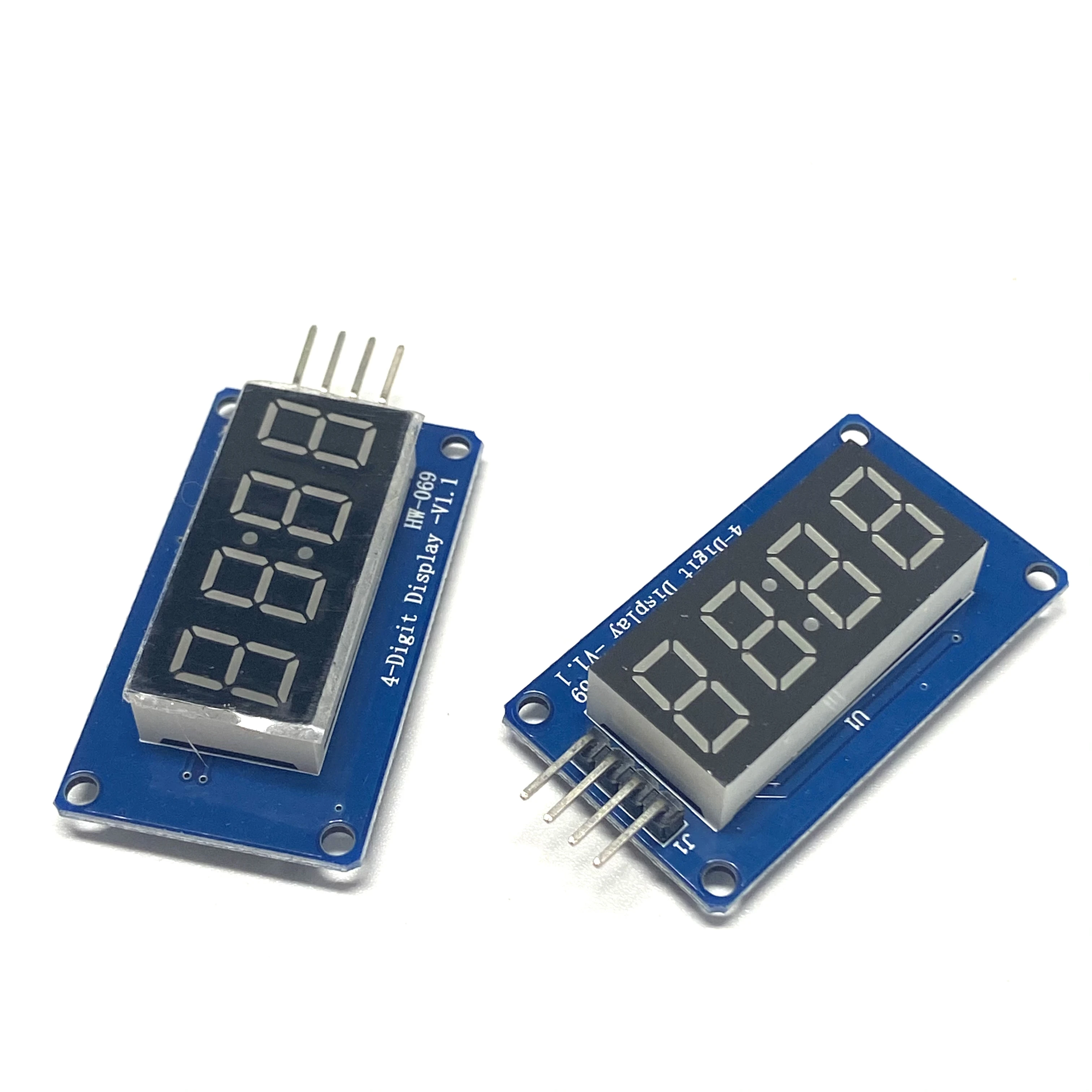 Módulo de Display Digital de 4 Dígitos, Brilho Ajustável LED, Pontos do Relógio, Building Blocks, Acessórios