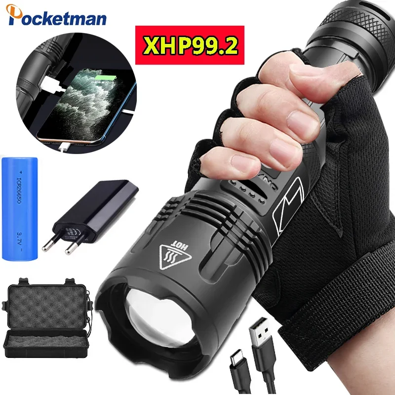 

Super Bright XHP99/XHP70 LED Flashlights Telescopic Zoom Flashlight Waterproof Torch Portable Tactical Flashlights 18650/26650