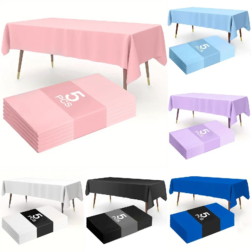 

1/5 Pcs Multi Solid Color Disposable Plastic Tablecloth 137×183cm Rectangle Table Cover for Birthday Wedding Events Party Decor